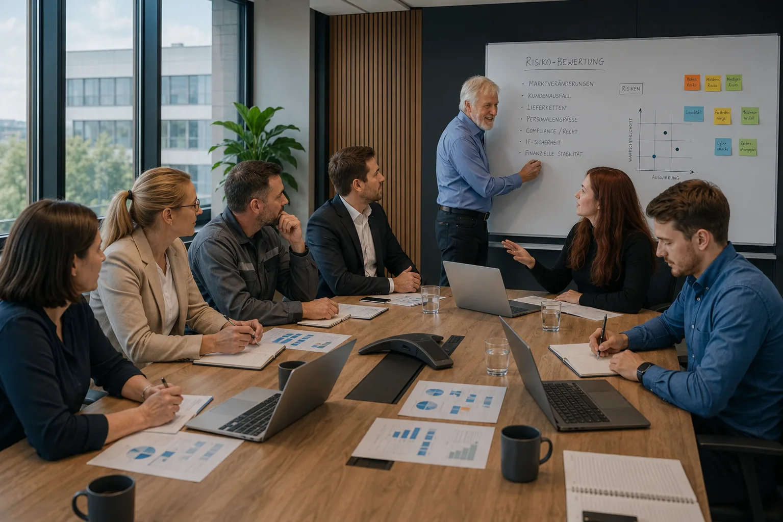 Leadership of a mid-market business during risk analysis