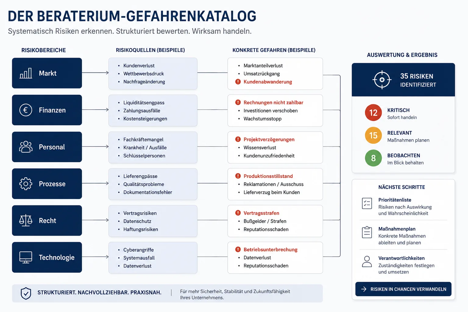 Beraterium hazard catalog with three levels